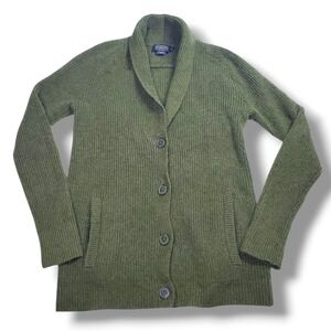 Pendleton Shetland Wool Cardigan Shawl Collar Women XS Olive Green Dark Academia